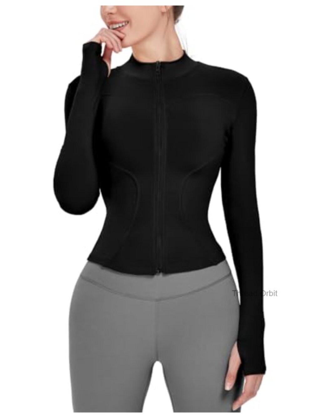 Lightweight Stretchy Full Zip Running Track Jacket with Thumb Holes